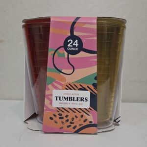 Insulated Tumblers Double-Walled Set - Red and Yellow